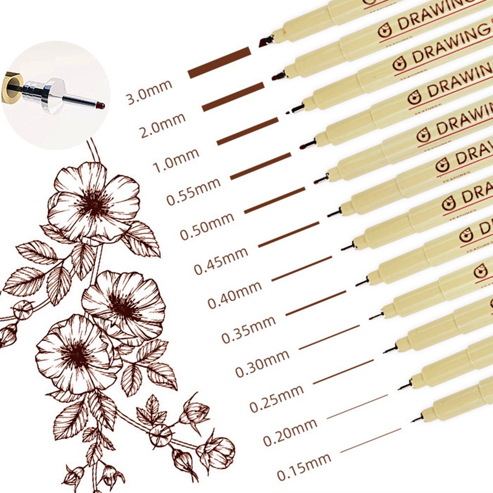 Archive Box Set - Micro stylos marron et noirs, 12