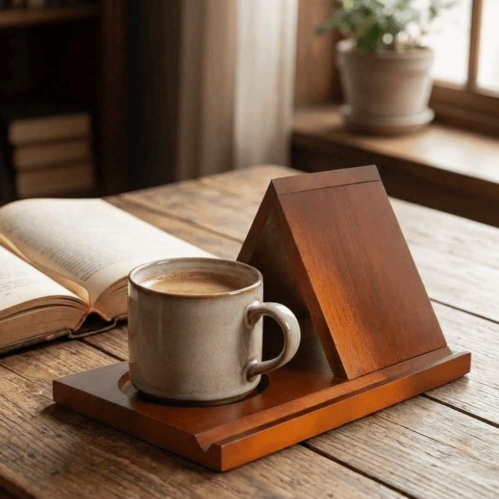 Magazine Holder Rack - Support de lecture triangulaire en bois