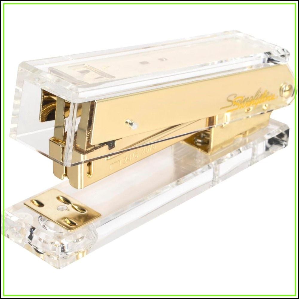 Stapler Half Strip - Agrafeuse compacte en acrylique transparent doré,