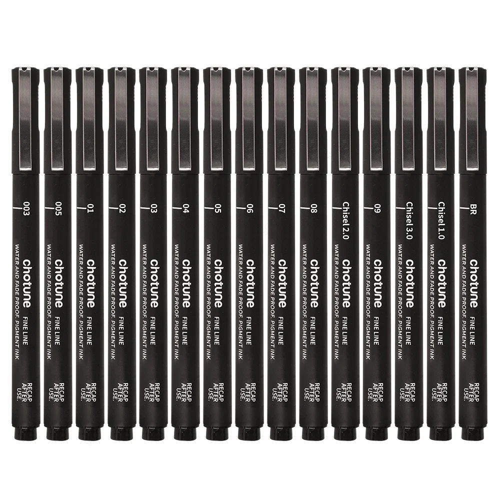 Stylos micro noirs, 15 tailles - Archive Box Set avis et prix